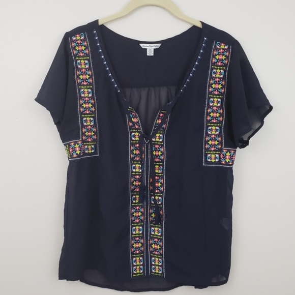 American Eagle Outfitters Tops - American Eagle 》Sheer Peasant Top